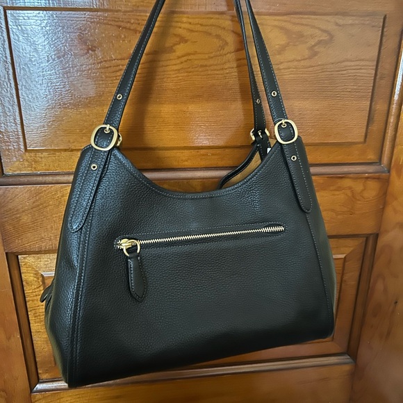 Coach Bella CR 979  Black Leather Shoulder Bag with Gold Accents - Picture 2 of 8